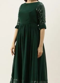 Green Sequin Embroidered N Green Georgette Kurta Set Festive Wear