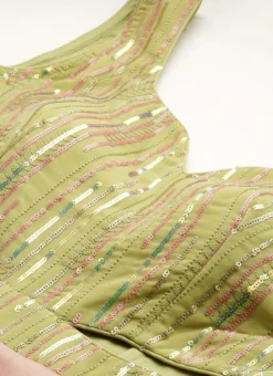 Green Sequins Embroidered N Peach Net Gown Festive Wear -Mahra Clothing Shop Green Sequins Embroidered N Peach Net Gown IWBS02211073 rrc1