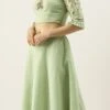 Green Silk Blouse N Mint Green Embroidered Lehenga Festive Wear