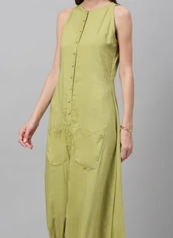Green Modal Knee Length Dress After Six Wear