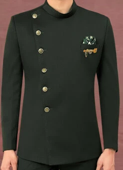 Green Terry Rayon Bandhgala Jacket