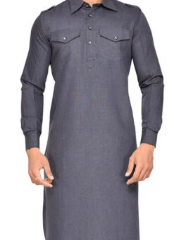 Grey Art Silk Pathani Set