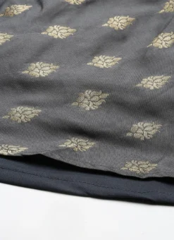 Grey Brocade Boat Neck Flared Dress Festive Wear -Mahra Clothing Shop Grey Brocade Boat Neck Flared Dress DRBS02201295 rrc4