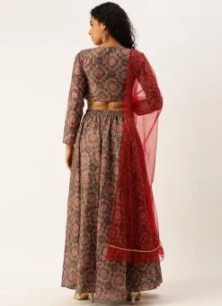 Dupatta From Grey Digital Print Art Silk Lehenga Set After Six Wear -Mahra Clothing Shop Grey Digital Print Art Silk Lehenga Set GHBS02209643 b