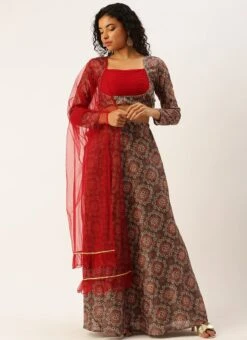 Dupatta From Grey Digital Print Art Silk Lehenga Set After Six Wear -Mahra Clothing Shop Grey Digital Print Art Silk Lehenga Set GHBS02209643 u