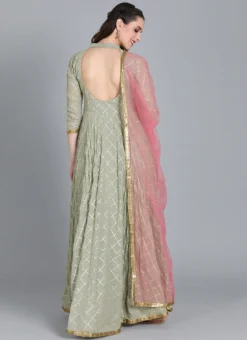 Grey Embroiderd Floor Length Anarkali Suit Festive Wear -Mahra Clothing Shop Grey Embroiderd Floor Length Anarkali Suit SLBS01909039 b