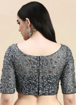 Grey Embroidered Net Blouse Party Wear Festive Wear -Mahra Clothing Shop Grey Embroidered Net Blouse BLBS02210833 rrc2