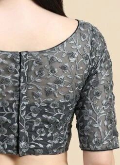 Grey Embroidered Net Blouse Party Wear Festive Wear -Mahra Clothing Shop Grey Embroidered Net Blouse BLBS02210833 rrc4