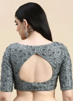Grey Embroidered Net Blouse With Keyhole Festive Wear 11 Grey Embroidered Net Blouse With Keyhole Festive Wear -Mahra Clothing Shop Grey Embroidered Net Blouse With Keyhole BLBS02210828 b