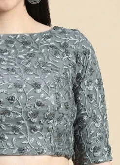Grey Embroidered Net Blouse With Keyhole Festive Wear 14 Grey Embroidered Net Blouse With Keyhole Festive Wear -Mahra Clothing Shop Grey Embroidered Net Blouse With Keyhole BLBS02210828 rrc3