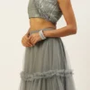 Grey Embroidered Organza Lehenga Festive Wear