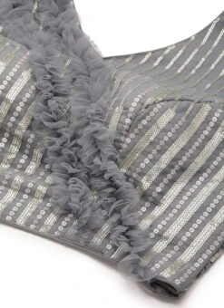 Grey Embroidered Organza Lehenga Festive Wear -Mahra Clothing Shop Grey Embroidered Organza Lehenga GHBS02206229 rrc1