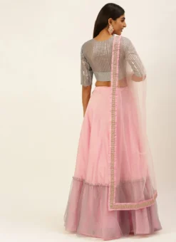 Grey Embroidered Peplum Lehenga Set Wedding Wear -Mahra Clothing Shop Grey Embroidered Peplum Lehenga Set GHBS02206280 b