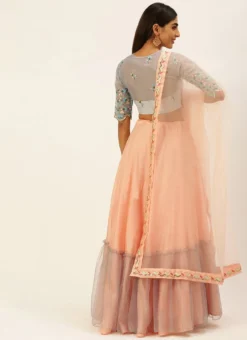 Teen Girls Grey Embroidered Peplum Lehenga Set Festive Wear -Mahra Clothing Shop Grey Embroidered Peplum Lehenga Set GHBS02206281 b