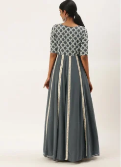 Grey Georgette Embroidered Kali Style Gown Festive Wear -Mahra Clothing Shop Grey Georgette Embroidered Kali Style Gown IWBS02104148 b