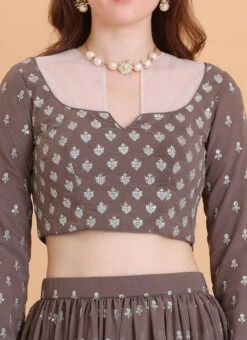 Grey Georgette Embroidered Lehenga Set Festive Wear 12 Grey Georgette Embroidered Lehenga Set Festive Wear -Mahra Clothing Shop Grey Georgette Embroidered Lehenga Set GHBS02302555 rrc1