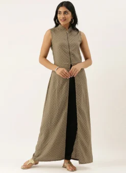 Grey N Black Collar Neck Kurta Sets After Six Wear -Mahra Clothing Shop Grey N Black Collar Neck Kurta Sets KSBS02102832 u