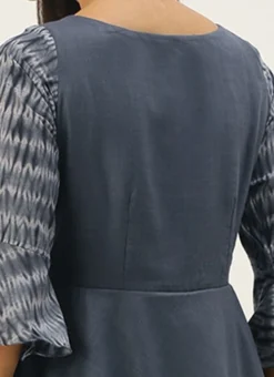 Grey N Black Muslin Calf Length Dress After Six Wear -Mahra Clothing Shop Grey N Black Muslin Calf Length Dress DRBS02106512 rrc2