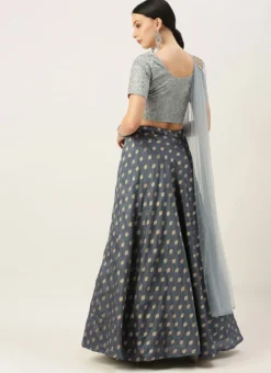 Grey Embroidered Floor Length Lehenga Set Wedding Wear -Mahra Clothing Shop Grey N Green Embroidered Floor Length Lehenga Set GHBS02108631 b