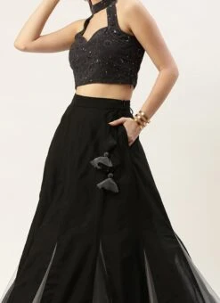 Teen Girls Grey N Pink Embroidered Lehenga With Cape Wedding Wear