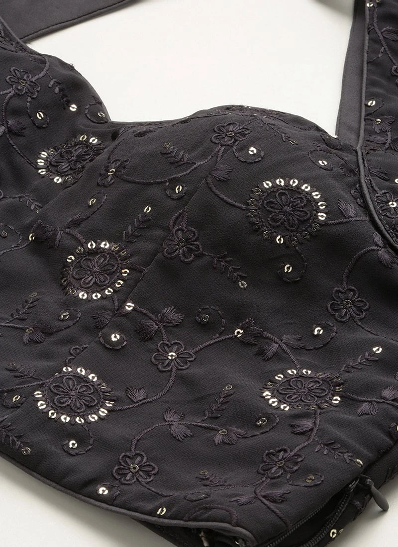 Grey N Black Embroidered Lehenga Set After Six Wear 5 Grey N Black Embroidered Lehenga Set After Six Wear - Image 5