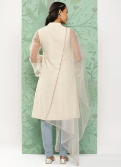 Teen Girls Grey N White Sequin Embroidered Straight Pant Suit Festive Wear -Mahra Clothing Shop Grey N White Sequin Embroidered Straight Pant Suit SLBS02302146 b 3