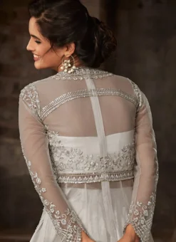 Grey Net Anarkali Abya Style Suit Wedding Wear -Mahra Clothing Shop Grey Net Anarkali Abya Style Suit SLSCCZ33002 b