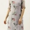 Teen Girls Grey Printed Organza Calf Length Kurta Set After Six Wear