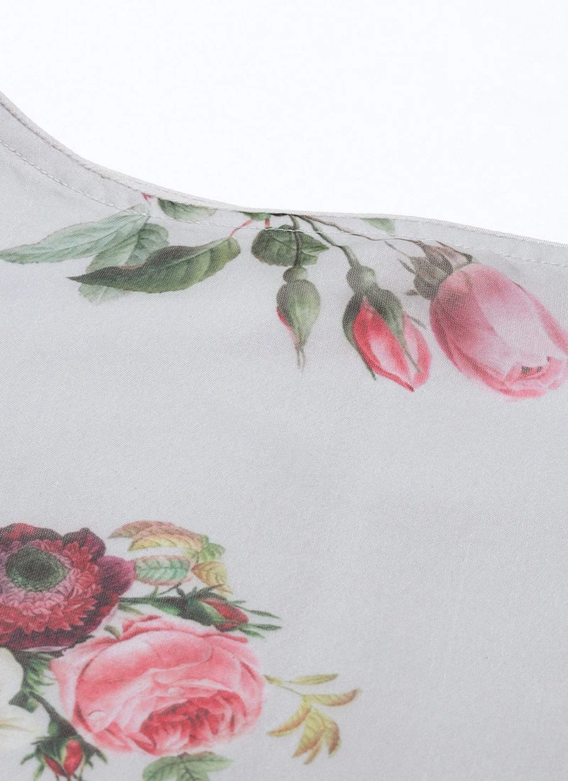 Grey Printed Organza Calf Length Top Festive Wear 5 Grey Printed Organza Calf Length Top Festive Wear - Image 5