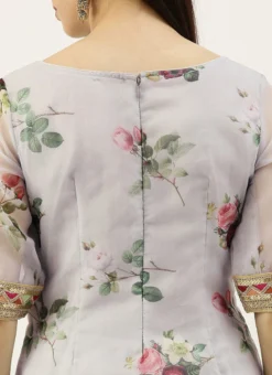 Grey Printed Organza Calf Length Top Festive Wear 13 Grey Printed Organza Calf Length Top Festive Wear -Mahra Clothing Shop Grey Printed Organza Calf Length Top KRBS02307704 rrc2