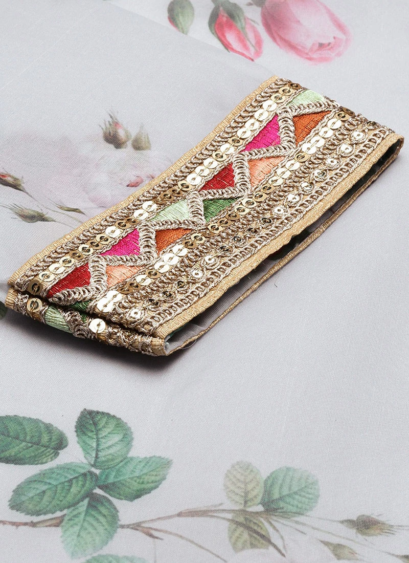 Grey Printed Organza Calf Length Top Festive Wear 7 Grey Printed Organza Calf Length Top Festive Wear - Image 7