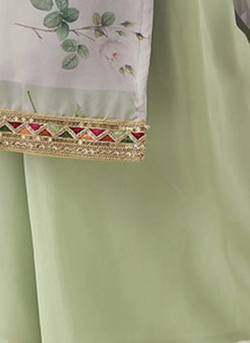 Grey Printed Organza Calf Length Top Festive Wear 8 Grey Printed Organza Calf Length Top Festive Wear - Image 8