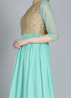 Halter Neck Style Embroidered Gown Party Wear