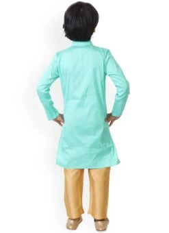 Kids Boys Turquoise N Beige Kurta N Pant Set -Mahra Clothing Shop Kids Boys Turquoise N Beige Kurta N Pant Set KDBKPBS02008723 b