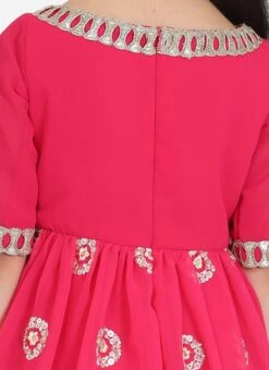 Bottom From Kids Girls Dark Pink Georgette Embroidered Gharara Suit Set After Six Wear -Mahra Clothing Shop Kids Girls Dark Pink Georgette Embroidered Gharara Suit Set KDGSLBS02212480 rrc2 1
