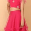 Skirt From Kids Girls Dark Pink Georgette Embroidered Skirt Set After Six Wear