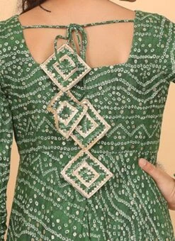 Dupatta From Kids Girls Green Bandhani Printed Rayon Gown With Dupatta Set After Six Wear -Mahra Clothing Shop Kids Girls Green Bandhani Printed Rayon Gown With Dupatta Set KDGIWBS02302294 rrc2