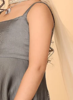 Dupatta From Kids Girls Grey Art Silk Foil Print Gharara Set After Six Wear -Mahra Clothing Shop Kids Girls Grey Art Silk Foil Print Gharara Set KDGSLBS02301113 rrc3 2