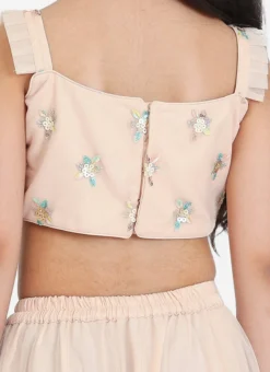 Skirt From Kids Girls Light Peach Net Sequins Embroidered Lehenga After Six Wear -Mahra Clothing Shop Kids Girls Light Peach Net Sequins Embroidered Lehenga KDGGHBS02212521 rrc2 1