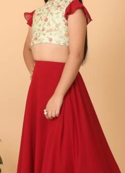 Dupatta From Kids Girls Mint Green N Maroon Embroidered Lehenga After Six Wear