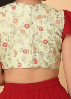 Skirt From Kids Girls Mint Green N Maroon Embroidered Lehenga After Six Wear -Mahra Clothing Shop Kids Girls Mint Green N Maroon Embroidered Lehenga KDGGHBS02303605 rrc2 1