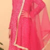 Dupatta From Kids Girls Pink Bandhani Printed Rayon Gown With Dupatta Set After Six Wear