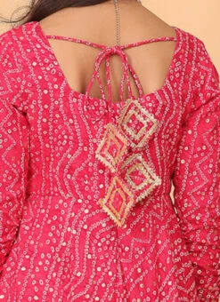 Dupatta From Kids Girls Pink Bandhani Printed Rayon Gown With Dupatta Set After Six Wear -Mahra Clothing Shop Kids Girls Pink Bandhani Printed Rayon Gown With Dupatta Set KDGIWBS02302293 rrc2