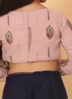 Skirt From Kids Girls Pink Embroidered Georgette N Blue Net Lehenga After Six Wear -Mahra Clothing Shop Kids Girls Pink Embroidered Georgette N Blue Net Lehenga KDGGHBS02302285 rrc2