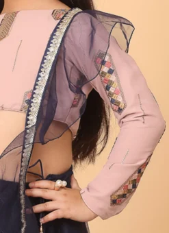 Skirt From Kids Girls Pink Embroidered Georgette N Blue Net Lehenga After Six Wear -Mahra Clothing Shop Kids Girls Pink Embroidered Georgette N Blue Net Lehenga KDGGHBS02302285 rrc3