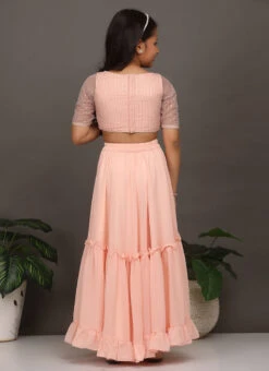 Skirt From Kids Girls Pink N Peach Embroidered Crop Top N Skirt After Six Wear -Mahra Clothing Shop Kids Girls Pink N Peach Embroidered Crop Top N Skirt KDGIWBS02303724 b