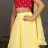 Dupatta From Kids Girls Pink N Yellow Embroidered Ruffles Lehenga Set After Six Wear