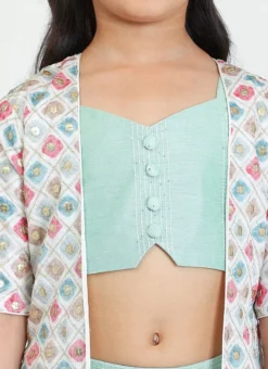 Jacket From Kids Girls White Jacket N Pista Green Embroidered Palazzo Set -Mahra Clothing Shop Kids Girls White Jacket N Pista Green Embroidered Palazzo Set KDGIWBS02211157 rrc1 1