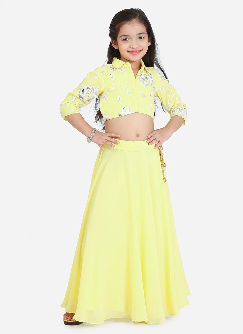 Skirt From Kids Girls Yellow Embroidered Collar Neck Blouse N Skirt After Six Wear 2 Skirt From Kids Girls Yellow Embroidered Collar Neck Blouse N Skirt After Six Wear - Image 2