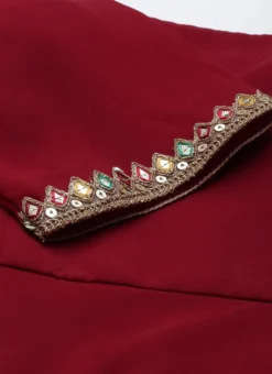 Beige Net N Maroon Jacket Style Gown Festive Wear -Mahra Clothing Shop Lavender Net N Maroon Jacket Style Gown IWBS02202321 rrc3